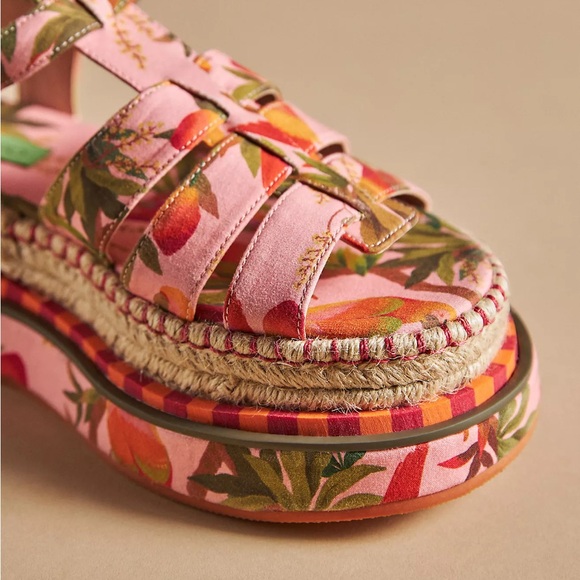 Farm Rio Mango Trees Platform Espadrille Sandals 8/39 - Picture 2 of 11